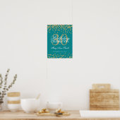 Gold Blauwgroen Glitter Confetti 30th Birthday Poster (Keuken)