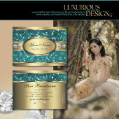 Gold Blauwgroen Glitter Luminous Stars Diamonds Visitekaartje