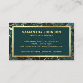 Gold Blauwgroen groene marmer Nib Professional Visitekaartje (Achterkant)