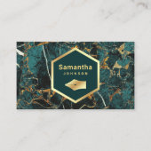 Gold Blauwgroen groene marmer Nib Professional Visitekaartje (Voorkant)