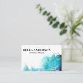 Gold Blauwgroen inktminimalistische aangepaste QR- Visitekaartje (Staand voorkant)