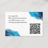 Gold Blauwgroen inktminimalistische aangepaste QR- Visitekaartje (Achterkant)