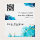 Gold Blauwgroen inktminimalistische aangepaste QR- Visitekaartje (Buitenkant ongevouwen)