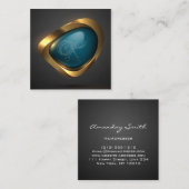 Gold Blauwgroen Logo Modern Hairdresser Stylist Vierkante Visitekaartje (Voorkant / Achterkant)