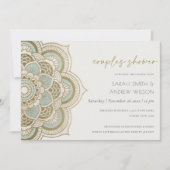  Gold Blauwgroen Mandala Couples Shower Invite Bedankkaart (Voorkant)