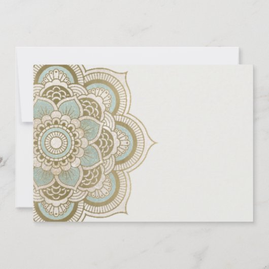 Gold Blauwgroen Mandala Couples Shower Invite Bedankkaart (Achterkant)