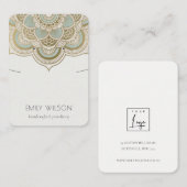  Gold Blauwgroen Mandala Veroorbaar Ketting beelds Visitekaartje (Voorkant / Achterkant)