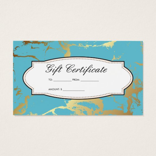Gold Blauwgroen marmer | Cadeaukaart Visitekaartje (Achterkant)