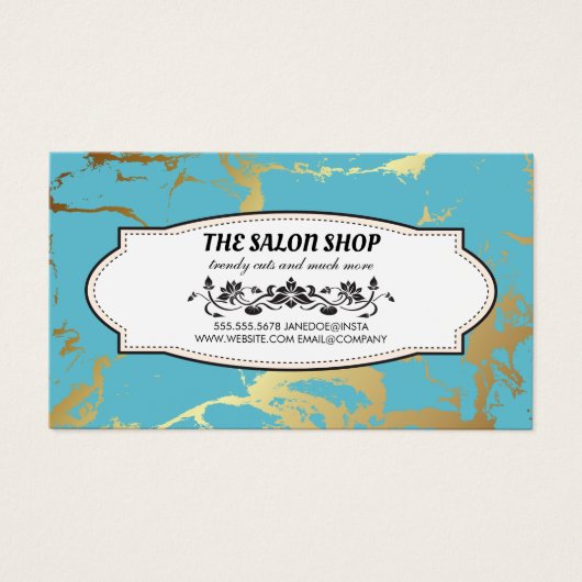 Gold Blauwgroen marmer | Cadeaukaart Visitekaartje (Voorkant)