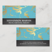 Gold Blauwgroen marmer | Metaal Visitekaartje (Voorkant / Achterkant)