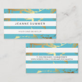 Gold Blauwgroen marmer | Witte streep Visitekaartje (Voorkant / Achterkant)