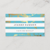 Gold Blauwgroen marmer | Witte streep Visitekaartje (Voorkant)