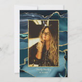 Gold Blauwgroen Mint Agate Quinceanera Kaart (Achterkant)