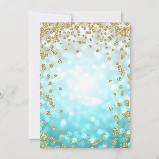 Gold Blauwgroen Ombre Sweet 16 Save the Date Glitt Kaart (Achterkant)