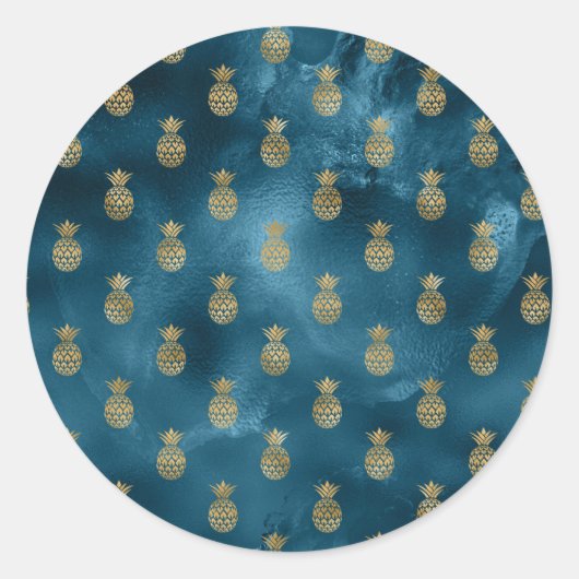 Gold Blauwgroen Shell Elegant Chic Stylish Ronde Sticker (Voorkant)