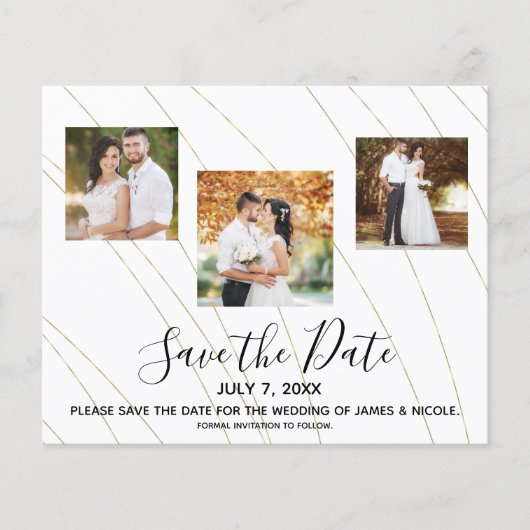 Gold Blauwgroen Turquoise Photo Wedding Save the D (Voorkant)