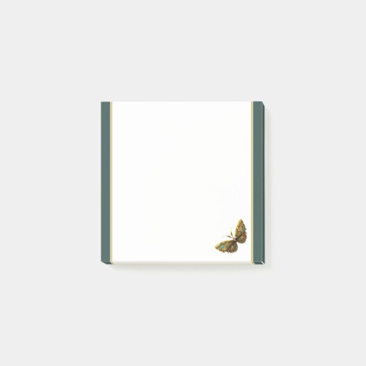 Gold & Blauwgroen vlinder 3-inch Post-it Notes (Voorkant)