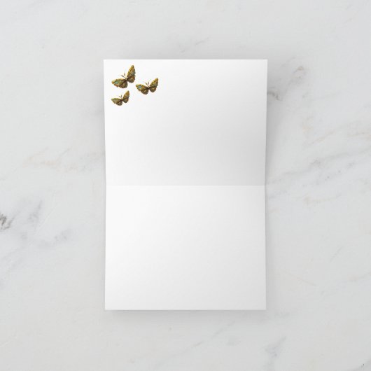  Gold & Blauwgroen vlinder Hartelijk dank Bedankkaart (Binnen)