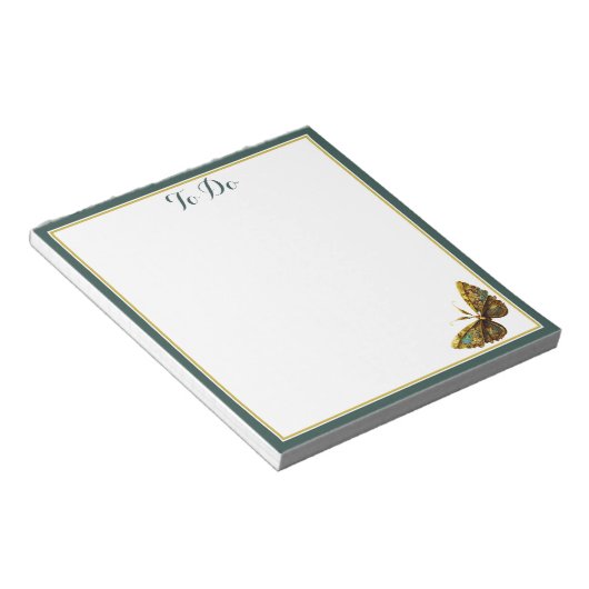  Gold & Blauwgroen vlinder met randlaptop Notitieblok (Schuin)