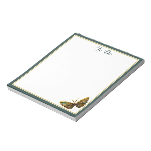  Gold & Blauwgroen vlinder met randlaptop Notitieblok (Linkerzijde)