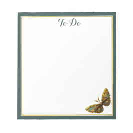  Gold & Blauwgroen vlinder met randlaptop Notitieblok