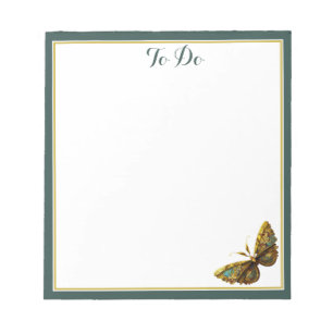 Gold & Blauwgroen vlinder met randlaptop Notitieblok