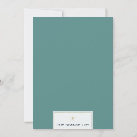 Gold & Blauwgroen Zeeen en groeten kerstmis Feestdagenkaart (Achterkant)