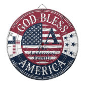 Gold Bless America Custom familienaam 4 juli Dartbord (Voorkant)