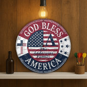 Gold Bless America Custom familienaam 4 juli Dartbord