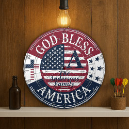 Gold Bless America Custom familienaam 4 juli Dartbord