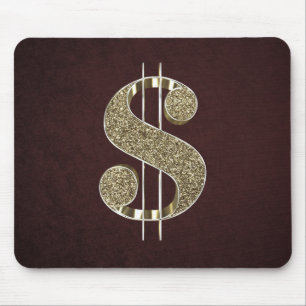 Gold Bling 3D Dollar Sign Muismat