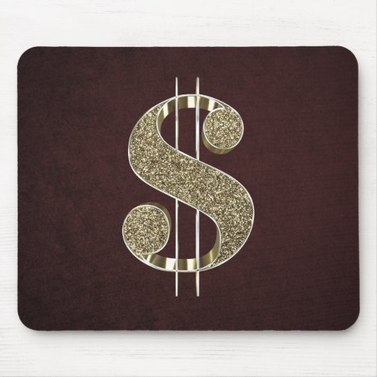 Gold Bling 3D Dollar Sign Muismat (Voorkant)