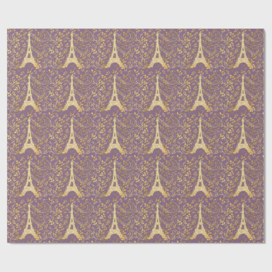 Gold Bling Eiffel Tower Cadeaupapier (Vlak)