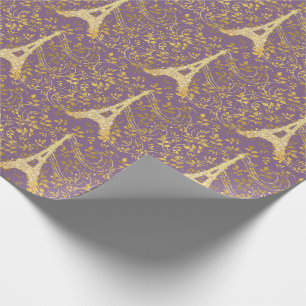 Gold Bling Eiffel Tower Cadeaupapier