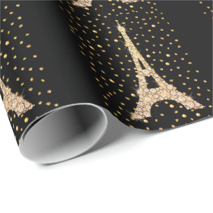 Gold Bling Eiffel Tower Cadeaupapier