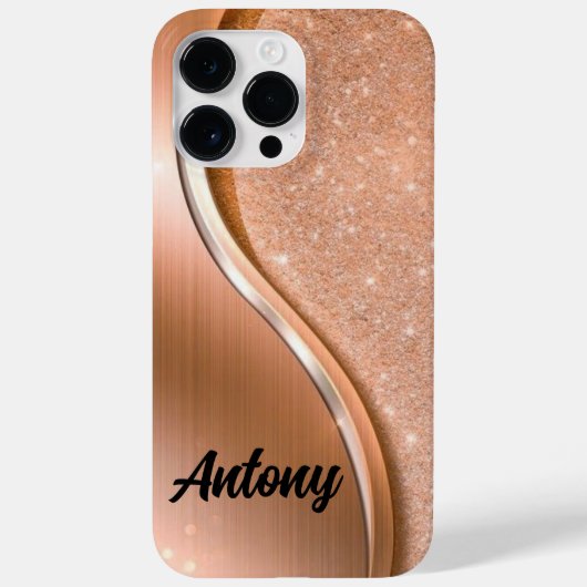 Gold Bling Glitter Calligrafie Naam Hoesje (Achterkant)