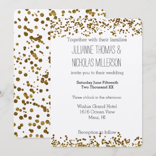 Gold Bling Glitter Confett Bruiloft Kaart (Voorkant / Achterkant)