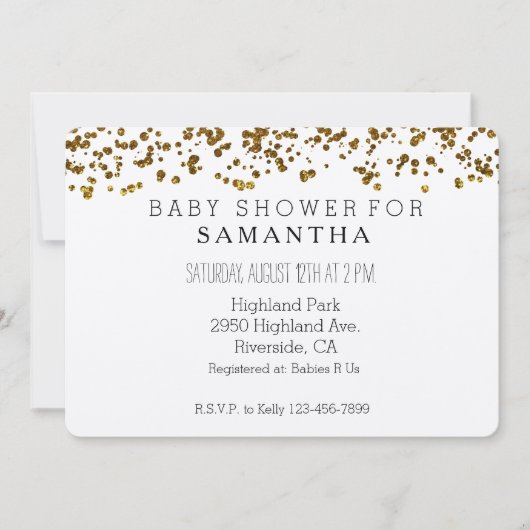 Gold Bling Glitter Confetti baby shower Kaart (Voorkant)
