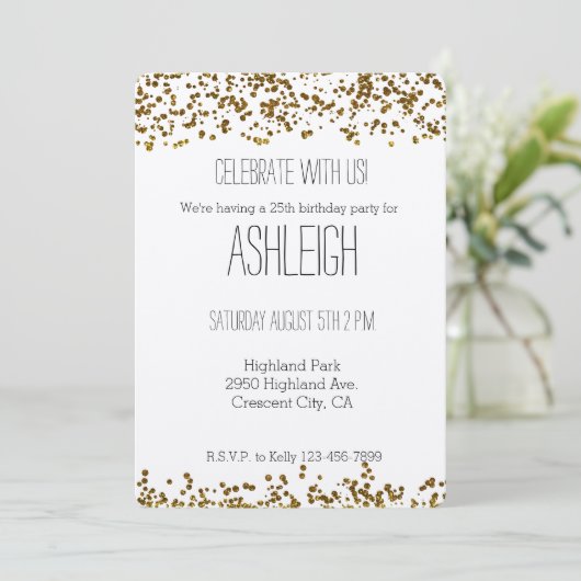 Gold Bling Glitter Confetti Kaart (Staand voorkant)