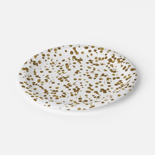 Gold Bling Glitter Confetti Papieren Bordje (Gekanteld)