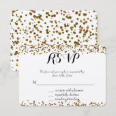 Gold Bling Glitter Confetti RSVP Kaartje (Voorkant / Achterkant)