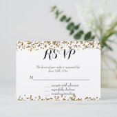 Gold Bling Glitter Confetti RSVP Kaartje (Staand voorkant)