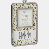 Gold Bling Glitter Confetti Verzilverd Omlijst Ornament (Rechts)