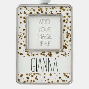 Gold Bling Glitter Confetti Verzilverd Omlijst Ornament
