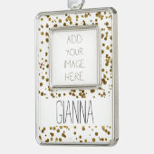 Gold Bling Glitter Confetti Verzilverd Omlijst Ornament (Links)