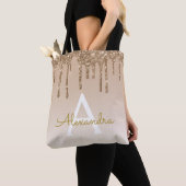 Gold Bling Sparkle Elegant Monogram Boekentas Tote Bag (Dichtbij)
