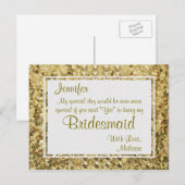 Gold Bling | Wil je mijn bruidsmeisje zijn? Uitnodiging Briefkaart (Voorkant / Achterkant)