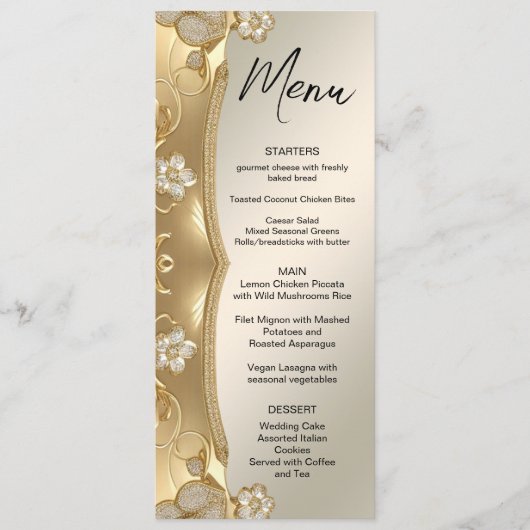 Gold  Bloemen Wedding Menu (Voorkant)