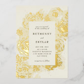 Gold Blooms Folie Folie Uitnodiging (Voorkant)