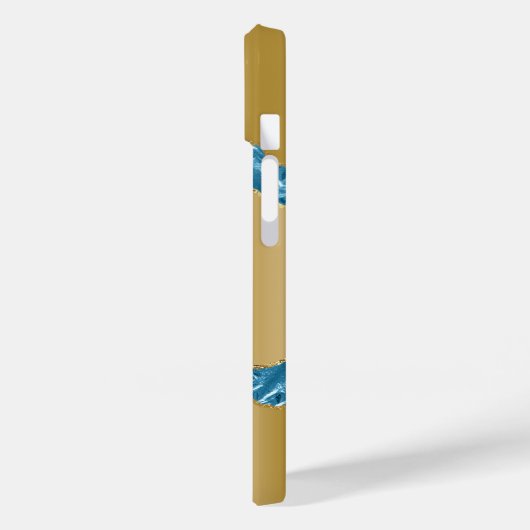 Gold blue agate marmer name script Case-Mate iPhone case (Achterkant / Links)